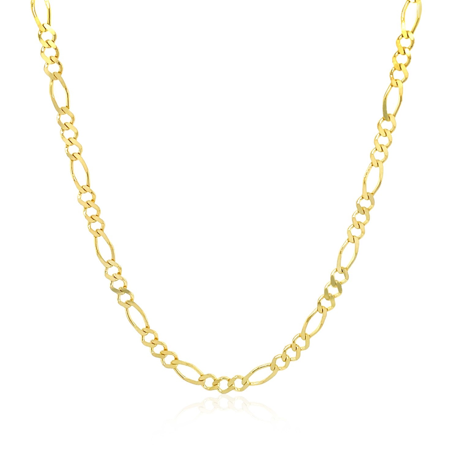 14k Yellow Gold Solid Figaro Chain (2.80 mm) in a sleek high-contrast midnight luxury editorial style